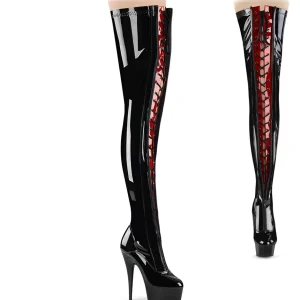 Verni 15 cm DELIGHT-3027 bottes cuissardes à lacets noirs