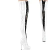 Verni 15 cm DELIGHT-3027 bottes cuissardes à lacets blanc