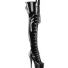 Verni 15 cm DELIGHT-3022 bottes cuissardes à lacets noirs