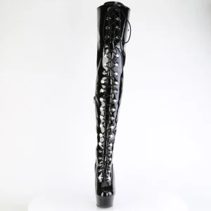 Verni 15 cm DELIGHT-3022 bottes cuissardes à lacets noirs