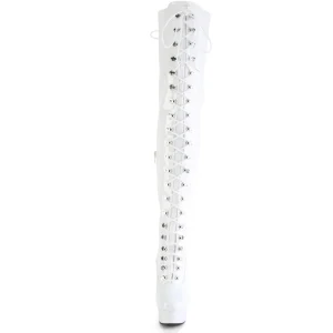 Verni 15 cm DELIGHT-3022 bottes cuissardes à lacets blanc