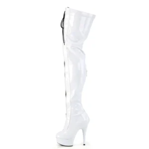 Verni 15 cm DELIGHT-3027 bottes cuissardes à lacets blanc