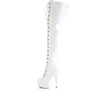 Verni 15 cm DELIGHT-3022 bottes cuissardes à lacets blanc