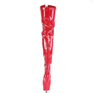 Verni 15 cm DELIGHT-3027 bottes cuissardes à lacets rouge