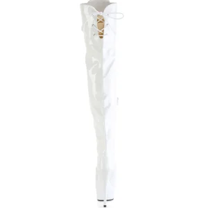 Verni 15 cm DELIGHT-3022 bottes cuissardes à lacets blanc
