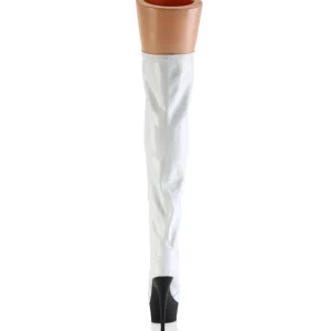 Verni 15 cm DELIGHT-3029 bottes cuissardes à lacets blanc