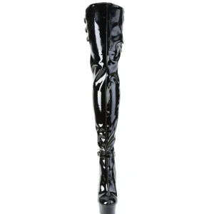 Verni 15 cm DELIGHT-3055 bottes cuissardes pleaser