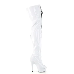 Verni 15 cm DELIGHT-3027 bottes cuissardes à lacets blanc