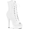 Verni 15 cm DELIGHT-1021 bottines plate-forme et bout ouvert blanc