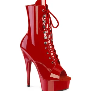 Verni 15 cm DELIGHT-1021 bottines plate-forme et bout ouvert rouge