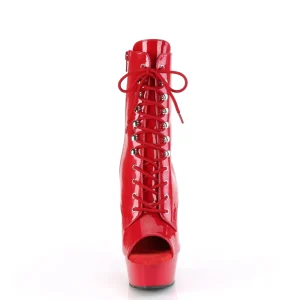 Verni 15 cm DELIGHT-1021 bottines plate-forme et bout ouvert rouge