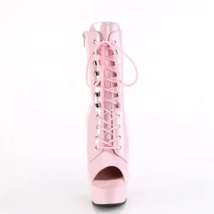 Verni 15 cm DELIGHT-1021 bottines plate-forme et bout ouvert rose