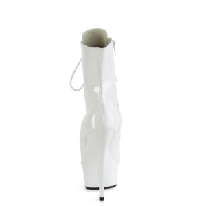 Verni 15 cm DELIGHT-1021 bottines plate-forme et bout ouvert blanc