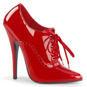 Verni 15 cm DOMINA-460 escarpins talons oxford à lacets rouge