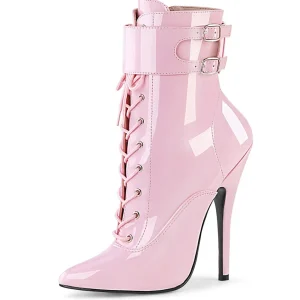 Verni 15 cm DOMINA-1023 fétiche bottines à talons aiguilles roses