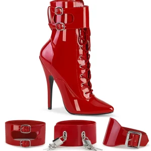 Verni 15 cm DOMINA-1023 fétiche bottines à talons aiguilles rouge