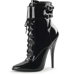 Verni 15 cm DOMINA-1023 fétiche bottines à talons aiguilles noirs