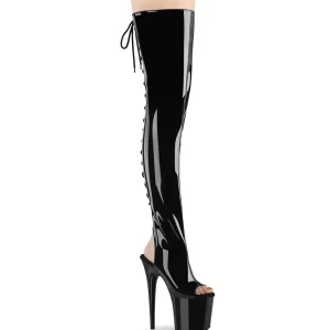 Verni 20 cm FLAMINGO-3017 bottes cuissardes à lacets noirs