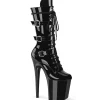 Verni 20 cm FLAMINGO-1053 bottes plate-forme et boucles noir