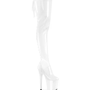 Verni 20 cm FLAMINGO-3850 bottes cuissardes à lacets blanc