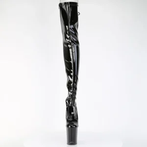 Verni 20 cm FLAMINGO-3850 bottes cuissardes à lacets noirs
