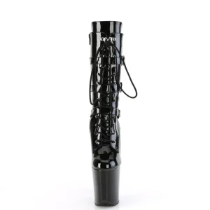 Verni 20 cm FLAMINGO-1053 bottes plate-forme et boucles noir