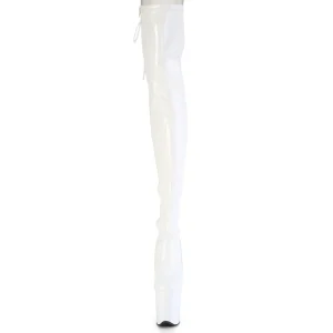 Verni 20 cm FLAMINGO-3850 bottes cuissardes à lacets blanc
