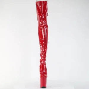 Verni 20 cm FLAMINGO-3850 bottes cuissardes à lacets rouge