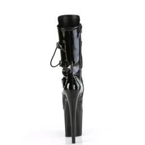 Verni 20 cm FLAMINGO-1053 bottes plate-forme et boucles noir