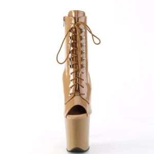 Verni 20 cm FLAMINGO-1021 bottines plate-forme et bout ouvert toffee