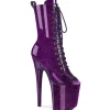Verni 20 cm FLAMINGO-1041GP bottines plate-forme et bout ouvert Pourpre