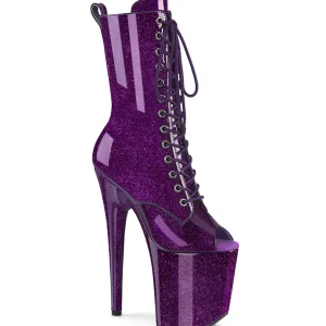 Verni 20 cm FLAMINGO-1041GP bottines plate-forme et bout ouvert Pourpre