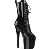 Verni 20 cm FLAMINGO-1041GP bottines plate-forme et bout ouvert noir
