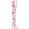 Verni 13 cm SEDUCE-3028 bottes cuissardes à lacets roses