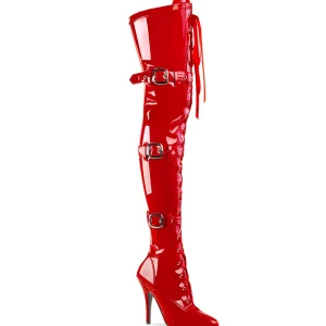Verni 13 cm SEDUCE-3028 bottes cuissardes à lacets rouge
