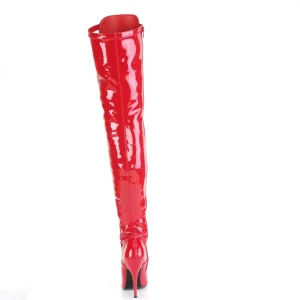 Verni 13 cm SEDUCE-3024 bottes cuissardes à lacets rouge