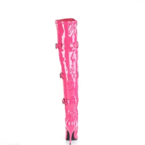 Verni 13 cm SEDUCE-3028 bottes cuissardes à lacets fuchsia