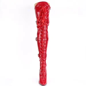 Verni 13 cm SEDUCE-3028 bottes cuissardes à lacets rouge