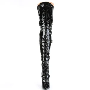Verni 13 cm SEDUCE-3028 bottes cuissardes à lacets noirs