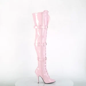 Verni 13 cm SEDUCE-3028 bottes cuissardes à lacets roses