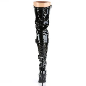 Verni 13 cm SEDUCE-3028 bottes cuissardes à lacets noirs