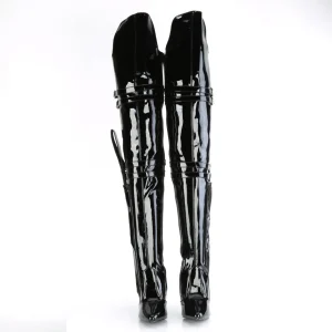 Verni 13 cm SEDUCE-3080 cuissardes pour homme et drag queens en noires