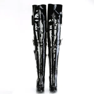 Verni 13 cm SEDUCE-3019 cuissardes pour homme et drag queens en noires