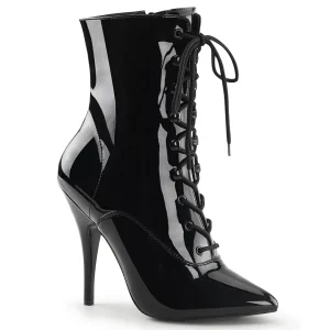 Verni 13 cm SEDUCE-1020 fétiche bottines à talons aiguilles noirs