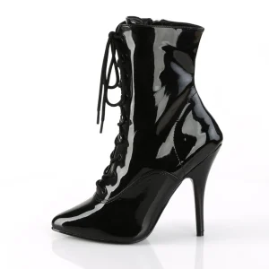 Verni 13 cm SEDUCE-1020 fétiche bottines à talons aiguilles noirs