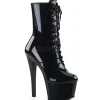 Verni 18 cm SKY-1020 bottines talons hauts à lacets noirs