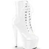 Verni 18 cm SKY-1020 bottines talons hauts à lacets blanc