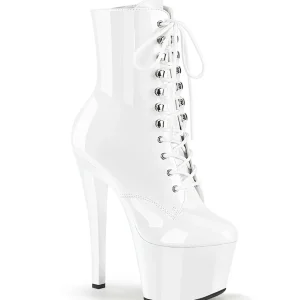 Verni 18 cm SKY-1020 bottines talons hauts à lacets blanc