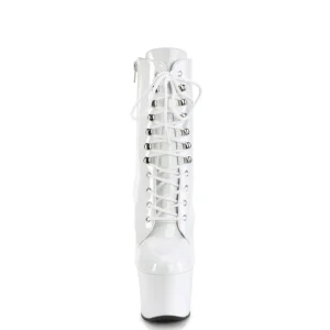 Verni 18 cm SKY-1020 bottines talons hauts à lacets blanc