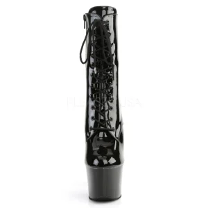 Verni 18 cm SKY-1020 bottines talons hauts à lacets noirs